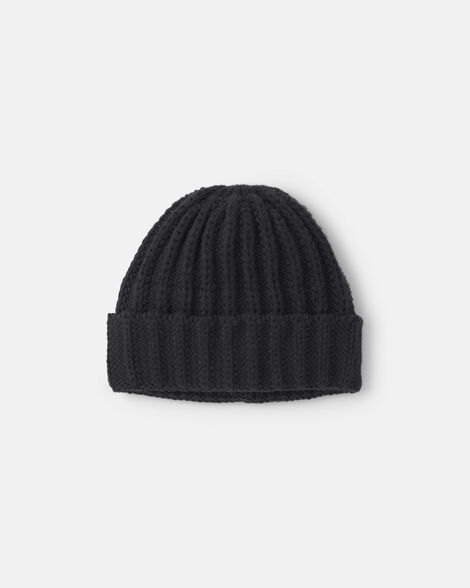 toddler boy ribbed beanie - black