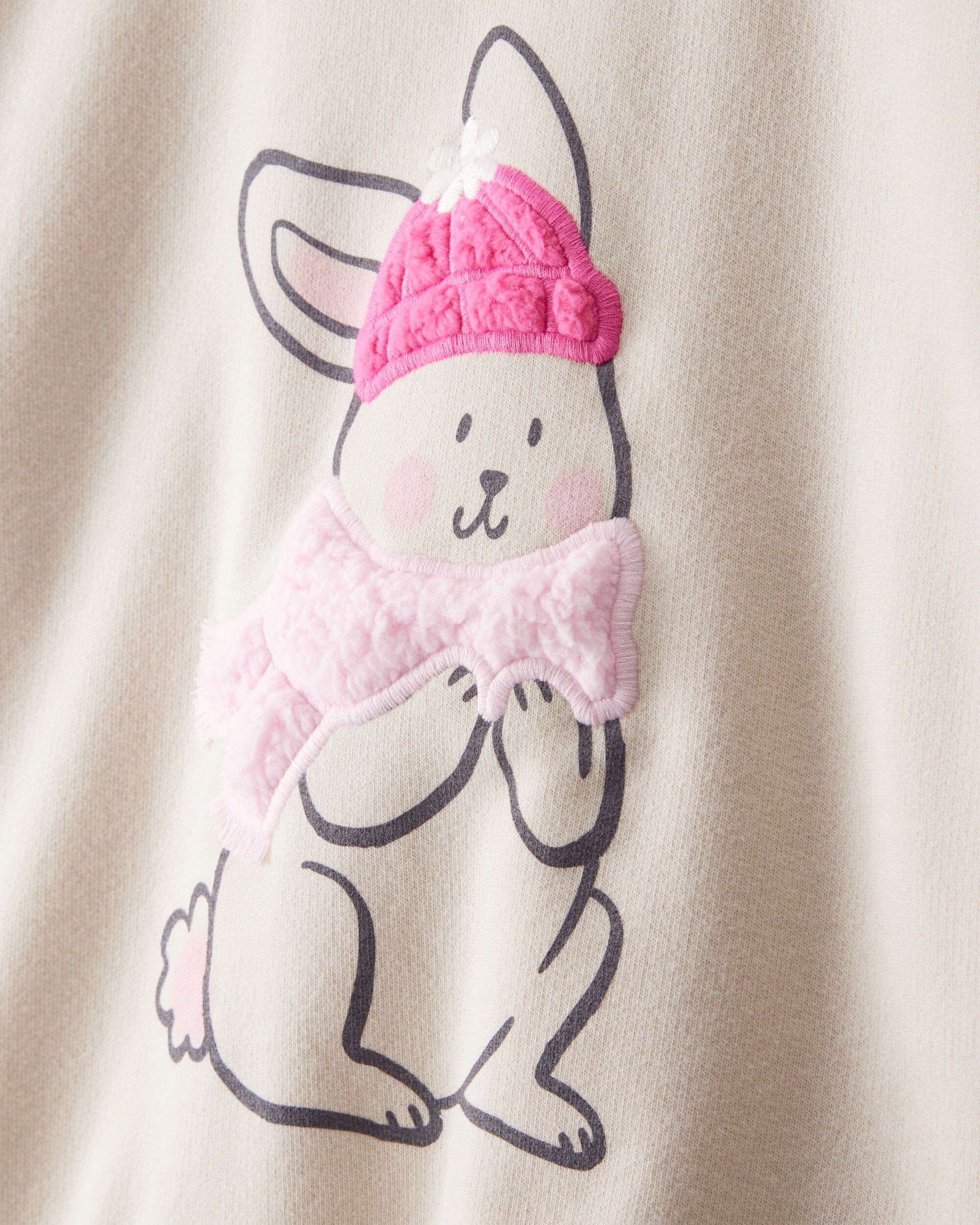 Toddler Girl Bunny French Terry Long-Sleeve Pullover Sweatshirt - Cream