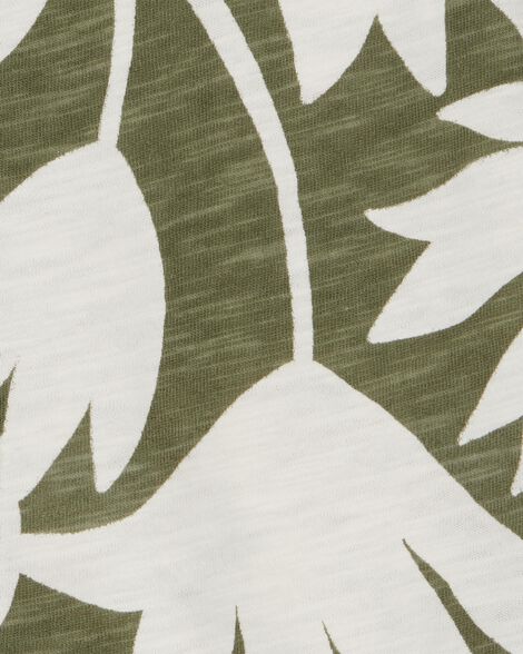  Product image 2 of Toddler Tropical Print Cotton Short-Sleeve Fashion Top - Olive/White
