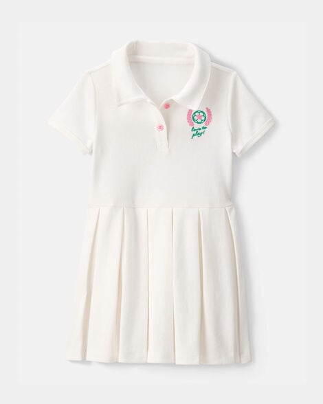 toddler girl pleated tennis dress - ivory