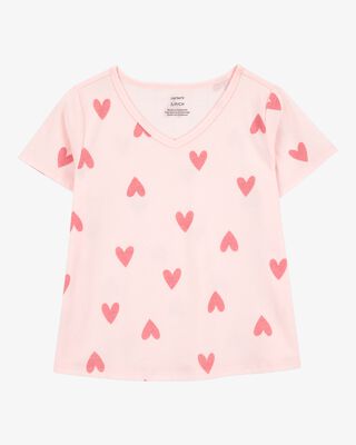 Product image 1 of Kid Heart Print Short-Sleeve Fashion Top - Pink