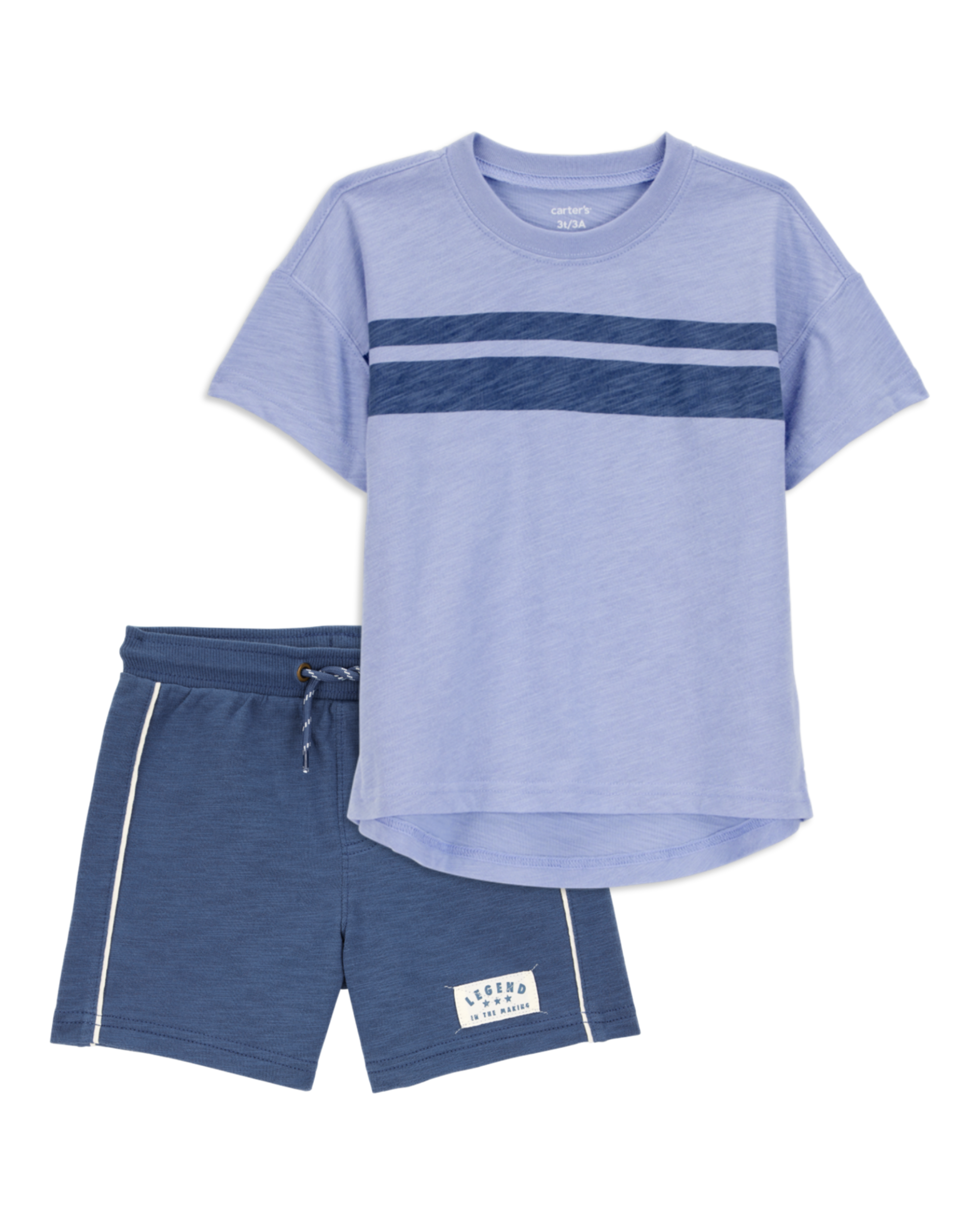 Baby 2-Piece Striped Short-Sleeve Tee & Pull-On Shorts Set