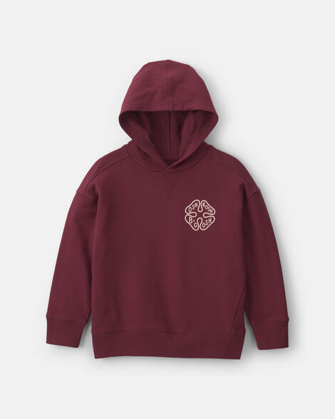 Boys Logo Patch Hoodie - Burgundy