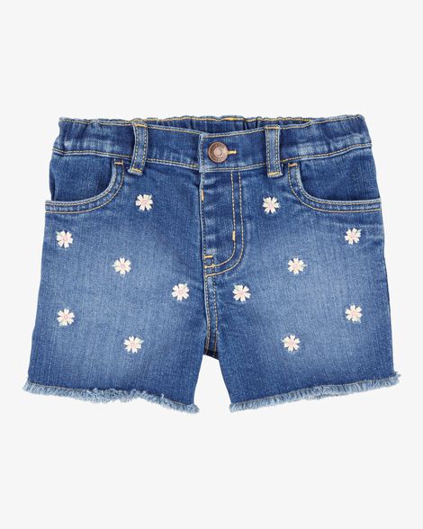  Product image 1 of Toddler Daisy Print Iconic Denim Short - Blue Ozone Wash