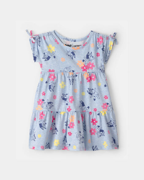 baby girl bluey™ floral dress - blue