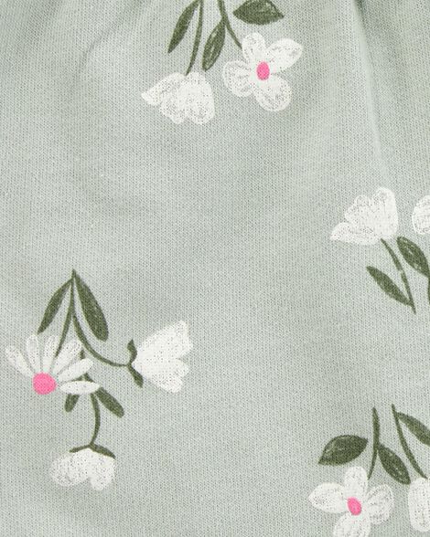  Product image 3 of Toddler Floral Pull-On French Terry Shorts - Green
