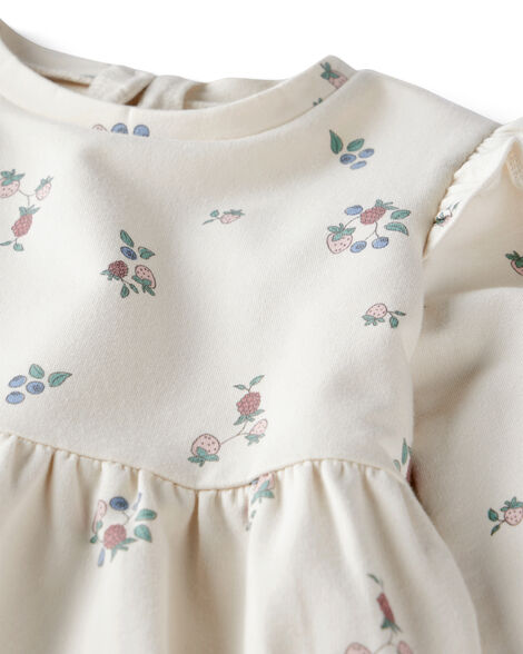 Product image 3 of Kid Organic Cotton French Terry Dress in Berry Blossom Print