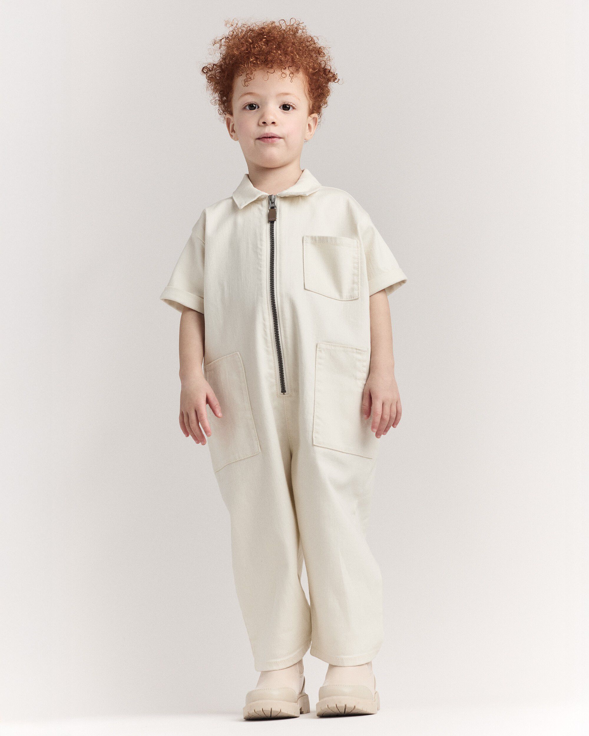 Otter Avenue Toddler Day Out Cropped Jumpsuit 12M Cream 26$