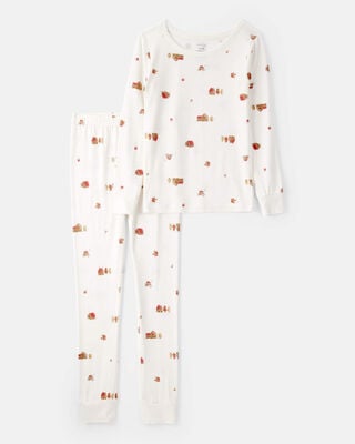 Kid Dog Long-Sleeve Loose Fit 2-Piece Pajamas - White