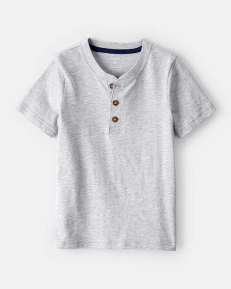 toddler boy short-sleeve henley tee - grey