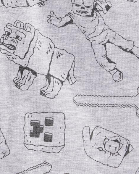  Product image 3 of Kid Minecraft Print Drawstring Shorts - Grey