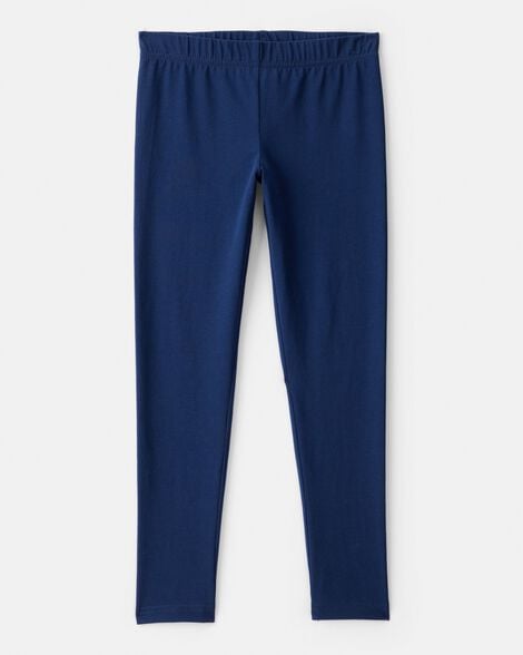 girls cotton stretch leggings - navy