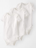 Light Cream - Baby 3-Pack Organic Cotton Rib Bodysuits, Selected