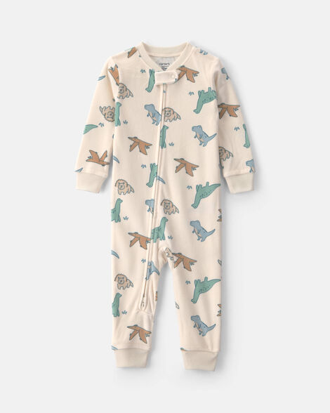 toddler boy 1-piece dino dreamplush snug fit pajama - cream