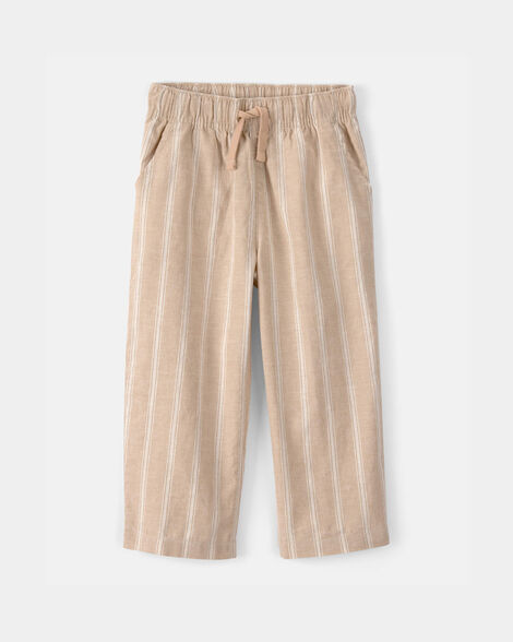 toddler striped linen pants - brown