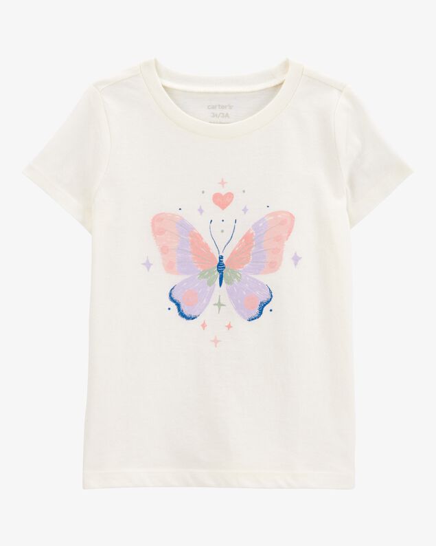 Product image 1 of Toddler Girl Butterfly Short-Sleeve Graphic Tee - White