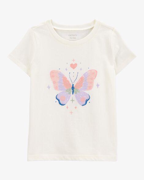 Product image 1 of Toddler Girl Butterfly Short-Sleeve Graphic Tee - White