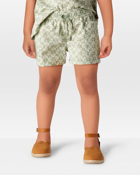  Product image 2 of Toddler Tropical Print Drawstring Shorts - Green