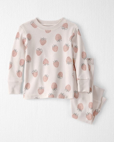 Baby Girl 2-Piece Organic Cotton Ribbed Pajama Set in Strawberry Print