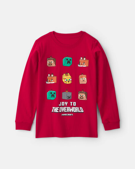 boys minecraft® christmas long-sleeve graphic tee - red
