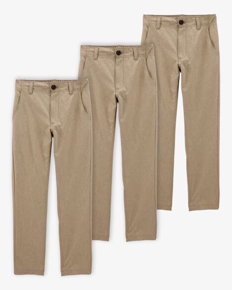Product image 1 of Kid 3-Pack Active Uniform Pull-On Pants - Khaki