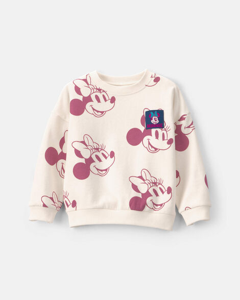 toddler girl disney© minnie mouse fleece pullover sweatshirt - cream