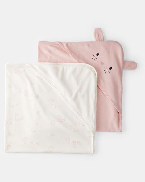 baby girl 2-pack hooded towels - pink