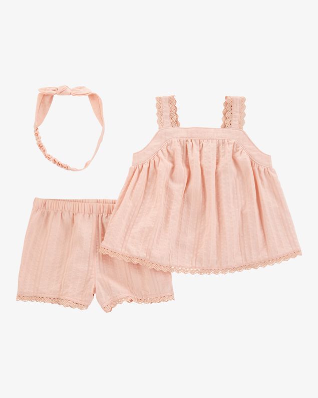 Product image 1 of Baby 3-Piece Lace Trim Outfit Set