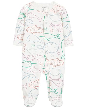 Baby Whale Zip-Up Sleep & Play Pajamas