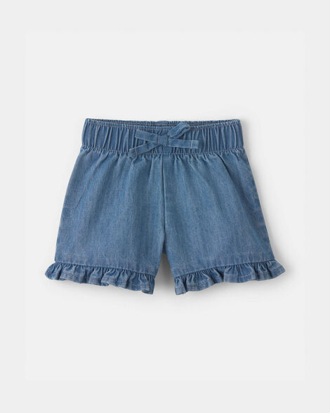 Baby Girl Denim Ruffle Shorts - Medium Wash