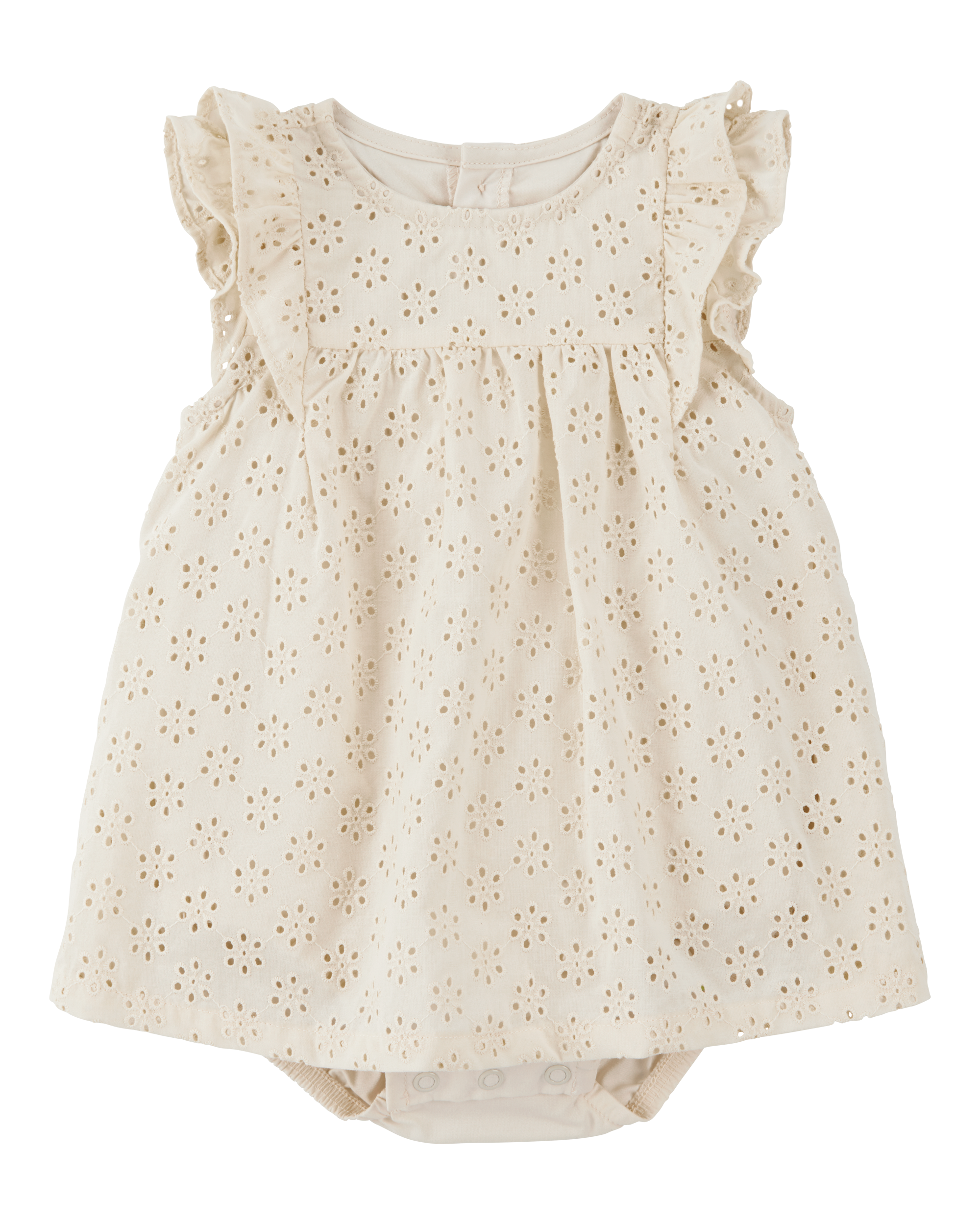 Baby Solid Cotton Dress - Cream