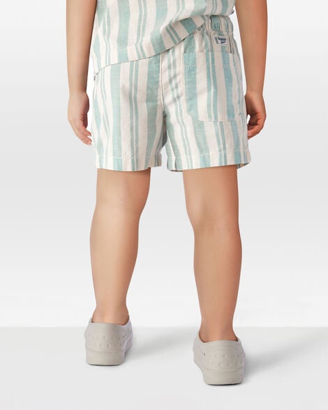  Product image 3 of Toddler Striped Pull-On Shorts - Green/Cream