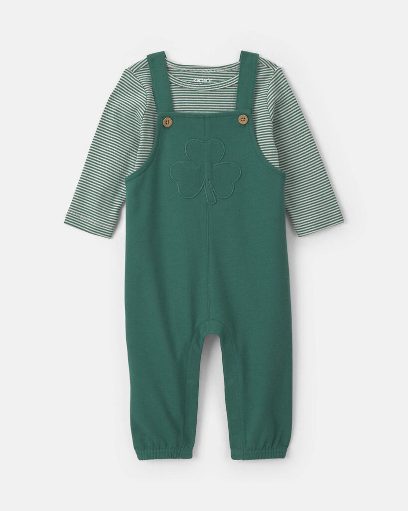 Carter's baby boy 2-piece st patrick's day french terry long-sleeve overall set 12M Green