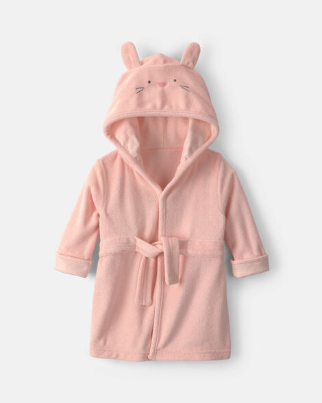 baby girl bunny terry robe - pink