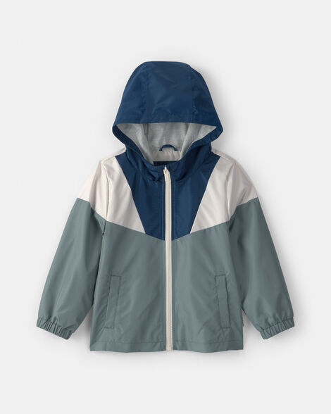 toddler boy colorblock windbreaker - blue/green