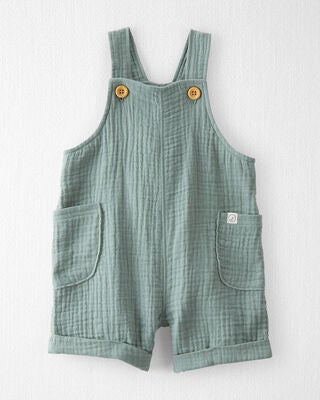 Product image 1 of Baby Organic Cotton Gauze Shortalls in Green