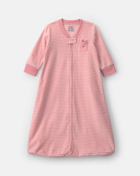 baby girl striped fleece sleep bag - pink