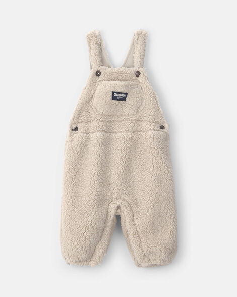Baby Teddy Fleece Overalls - Cream
