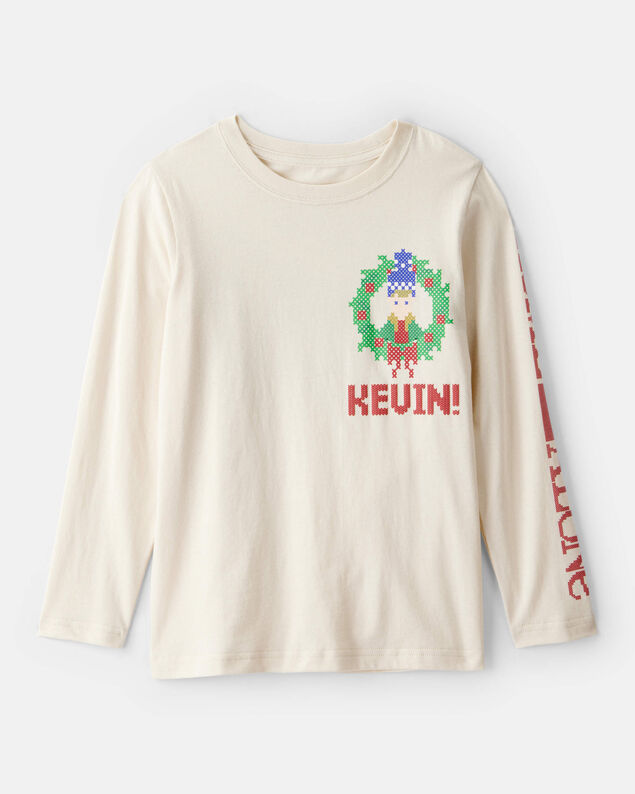 Product image 1 of Boys Christmas Home Alone Long-Sleeve Graphic Tee - Cream