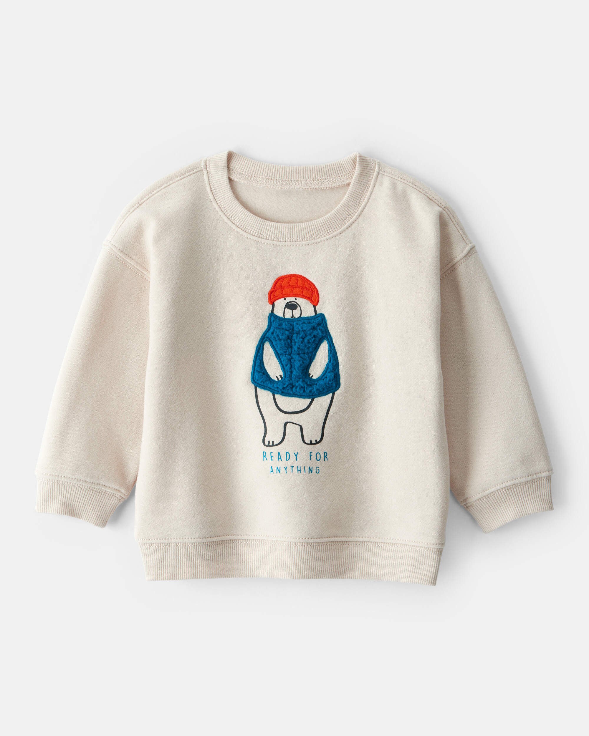 Baby Boy Bear Pullover Sweatshirt - Cream
