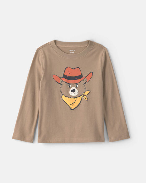 toddler boy western bear long-sleeve graphic tee - brown