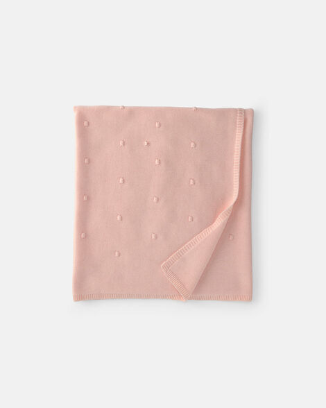 baby girl knit dot blanket - pink