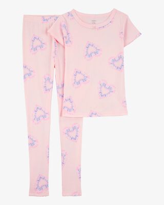 Product image 1 of Kid 2-Piece Tie-Dye Hearts 100% Snug Fit Cotton Pajamas - Pink