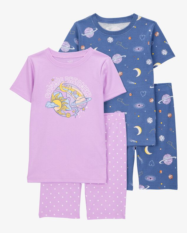 Product image 1 of Kid Space Print Snug Fit Cotton 4-Piece Pajamas