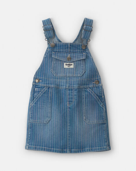 Toddler Girl Rainbow Stripe Denim Skirtall - Medium Wash