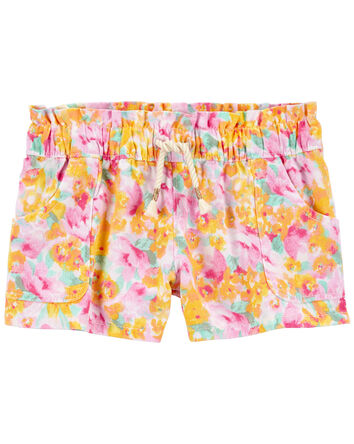 Baby Floral Print Paperbag Twill Shorts