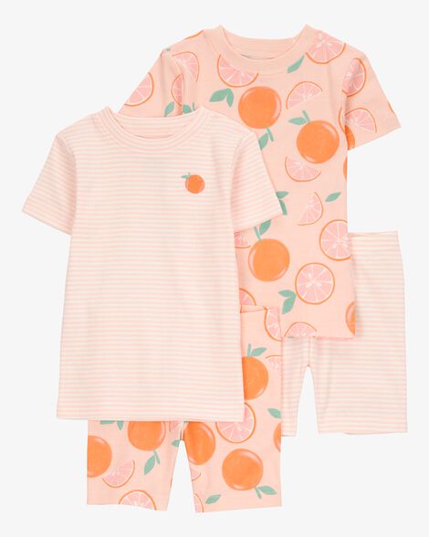 Product image 1 of Toddler Orange Print Snug Fit Cotton 4-Piece Pajamas