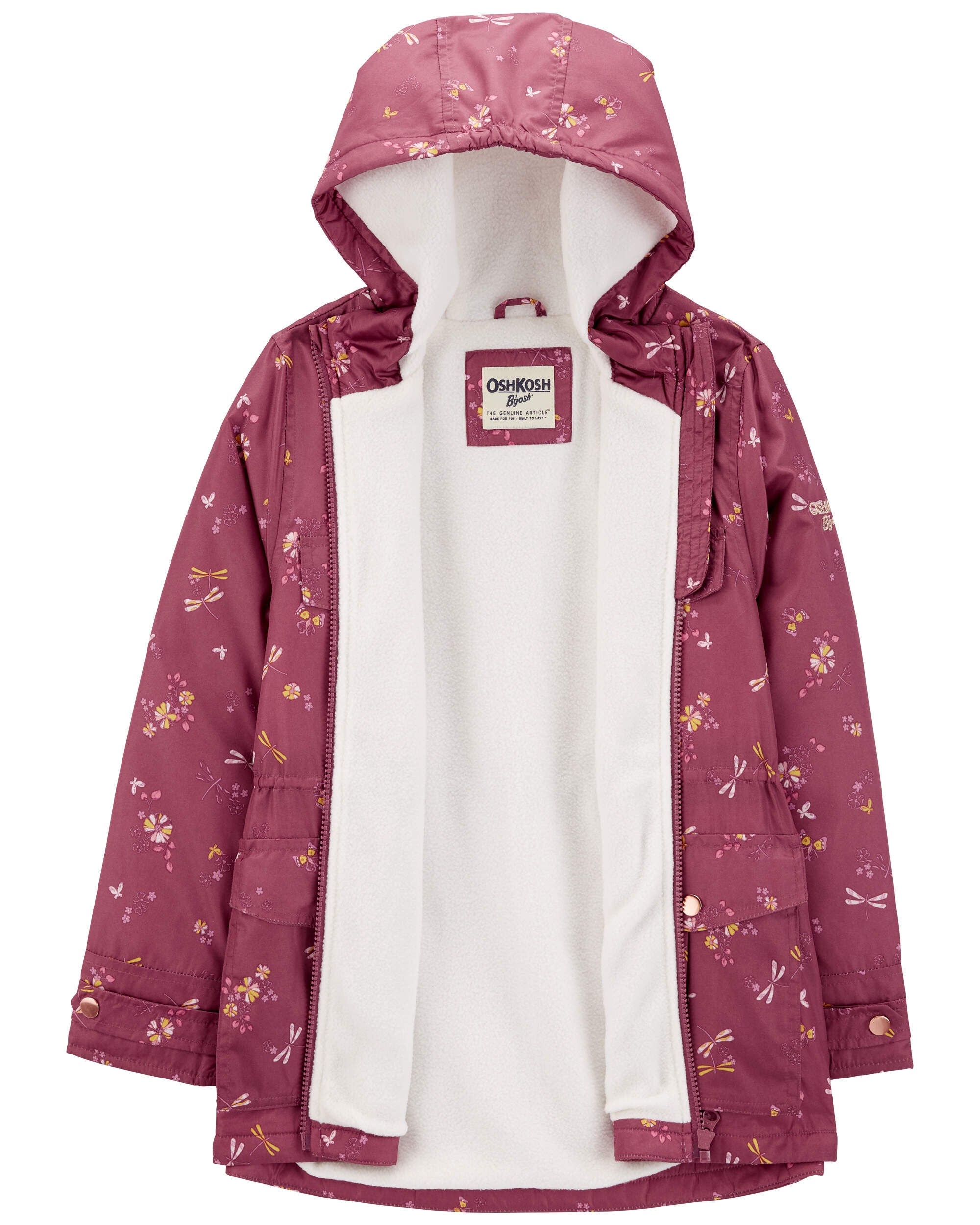 Kid Dragonfly Print Fleece-Lined Midweight Jacket