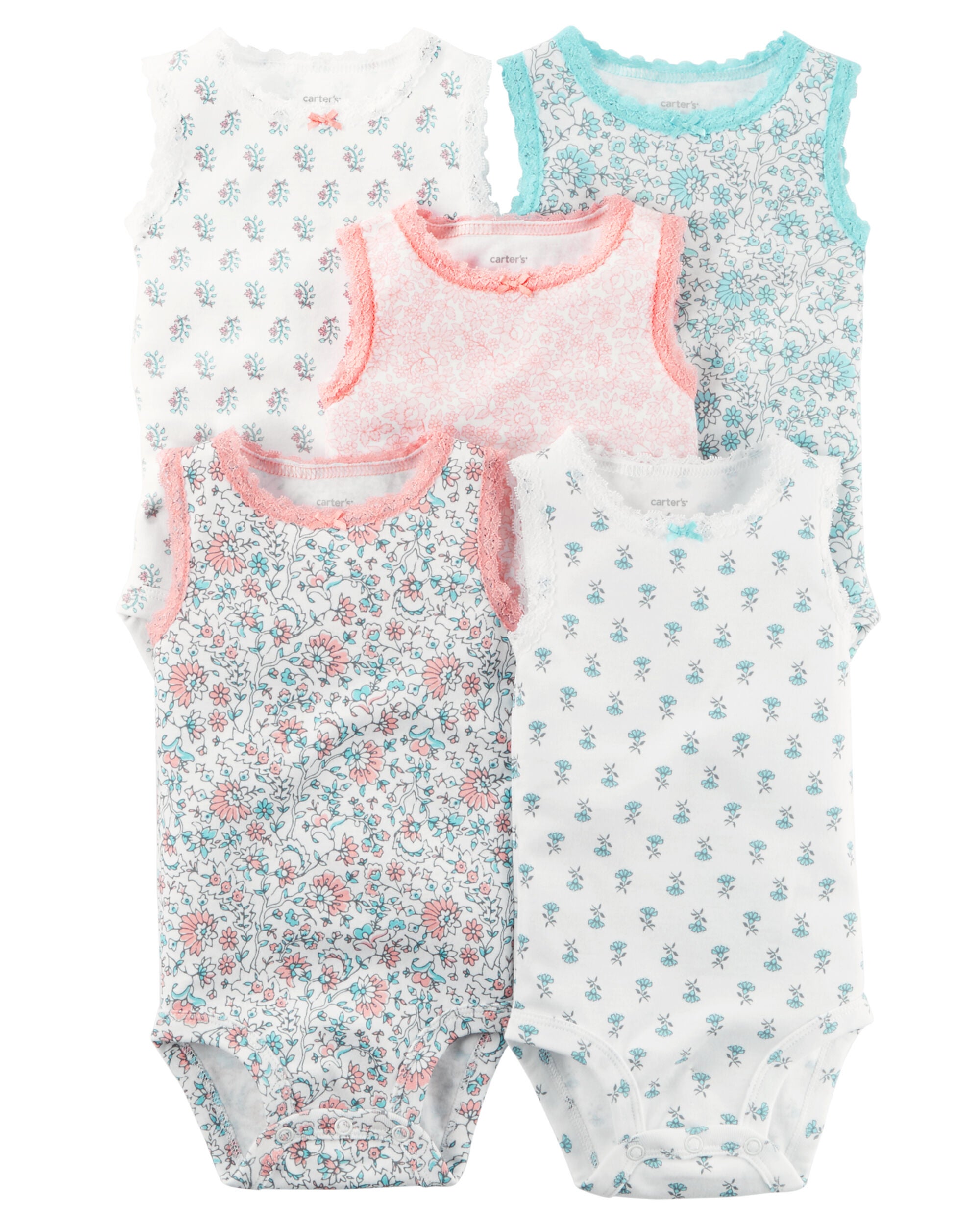 carters baby girl sleeveless bodysuits