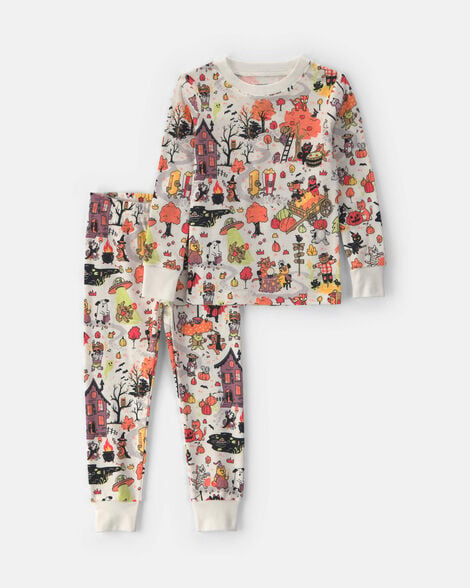 toddler 2-piece halloween scavenger hunt 100% cotton snug fit pajama set